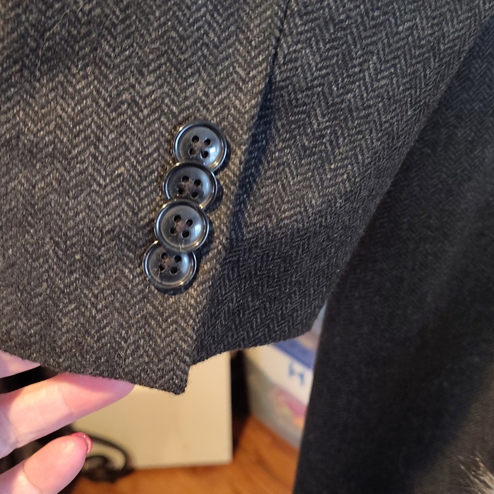 Jos. A. Bank Classic Charcoal Herringbone Classic Top Coat 44Long - Picture 9 of 12